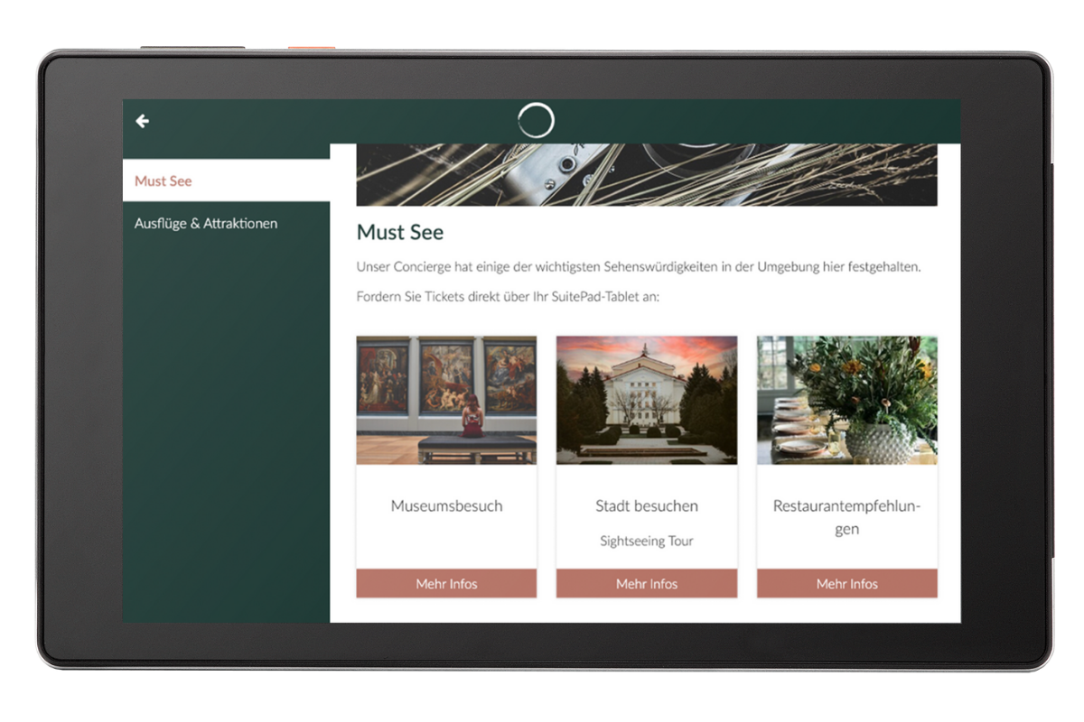 Ausflug-Upsell auf dem SuitePad In-Room Tablet
